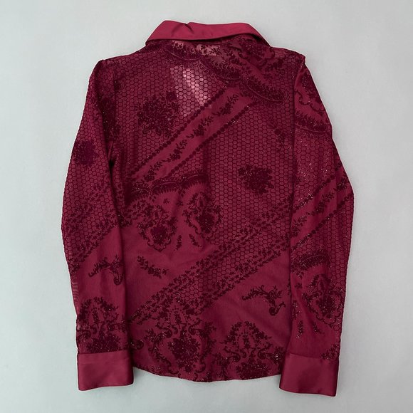 NWOT Valerie Stevens Separates Petite Sheer Stretch Blouse Red Size PS - Picture 2 of 10